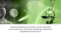 Химические реакции протекают в нашем организме
при относительно постоянной