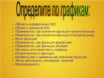 Определите по графикам:
Область определения D(f)
Область значений