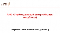 АНО Учебно-деловой центр (бизнес-инкубатор) Петрова Ксения Михайловна,