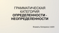 ГРАММАТИЧЕСКАЯ КАТЕГОРИЯ ОПРЕДЕЛЕННОСТИ - НЕОПРЕДЕЛЕННОСТИ