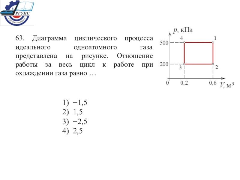 Одноатомный идеальный газ совершает циклический процесс показанный на рисунке