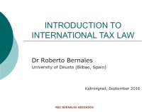 INTRODUCTION TO INTERNATIONAL TAX LAW