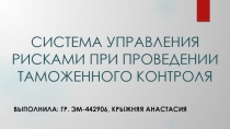 СИСТЕМА УПРАВЛЕНИЯ РИСКАМИ ПРИ ПРОВЕДЕНИИ ТАМОЖЕННОГО КОНТРОЛЯ