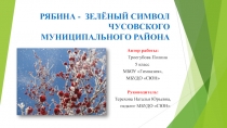 РЯБИНА - ЗЕЛЁНЫЙ СИМВОЛ ЧУСОВСКОГО МУНИЦИПАЛЬНОГО РАЙОНА