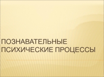 ПОЗНАВАТЕЛЬНЫЕ ПСИХИЧЕСКИЕ ПРОЦЕССЫ
