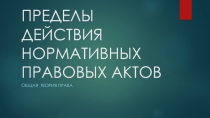 ПРЕДЕЛЫ ДЕЙСТВИЯ НОРМАТИВНЫХ ПРАВОВЫХ АКТОВ