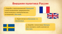 Внешняя политика России
1. Борьба с наполеоновской Францией и восстановление