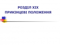 РОЗДІЛ XIX ПРИКІНЦЕВІ ПОЛОЖЕННЯ