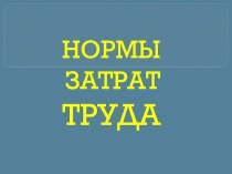 НОРМЫ ЗАТРАТ ТРУДА