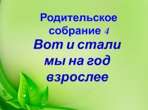 Вот и стали мы на год взрослее
Родительское собрание 4