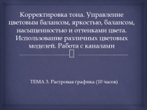 Корректировка тона. Управление цветовым балансом, яркостью, балансом,