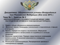 Дисциплина: Общевоинские уставы Вооружённых Сил Российской Федерации (для всех