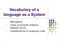 Vocabulary of a language as a System