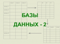поле 1
поле 2
поле 3
запись 1
запись 2
запись 3
...
...
...
...
...
запись