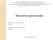 МИНИСТЕРСТВО ОБРАЗОВАНИЯ ИРКУТСКОЙ ОБЛАСТИ
УСТЬ-ИЛИМСКИЙ ФИЛИАЛ
