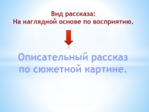 Вид рассказа:
На наглядной основе по восприятию.
Описательный рассказ по