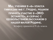 М ы, ученики 9 Б класса гимназии № 6 г. Г родно, решили принять участие в