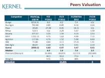Peers Valuation
Competitor
MarkCap, USD M
P/E
FY 2012
EV/S
FY 2012
EV /EBITDA