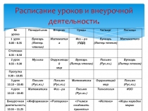 Расписание уроков и внеурочной деятельности