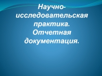 Научно-исследовательская практика. Отчетная документация