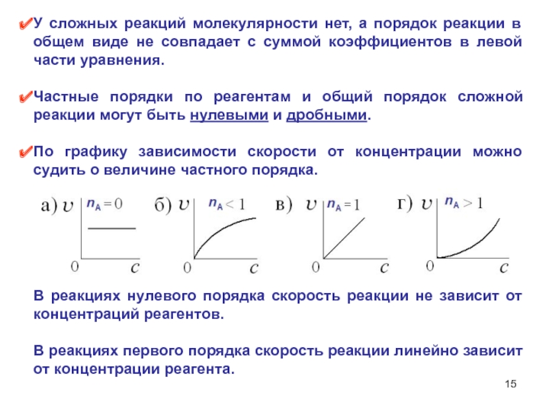 Порядок скорости. Порядок сложной реакции. Реакции нулевого порядка. Кинетика нулевого порядка. Сложные реакции 1 порядка.