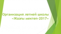 Организация летней школы  Жазғы мектеп-2017