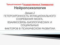Тольяттинский Г осударственный Университет Нейропсихология