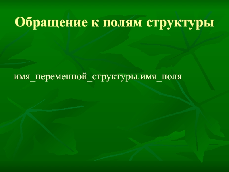 Структура имени. Обращение к полям структуры. Обращение полей.