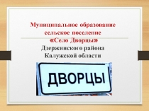 Муниципальное образование сельское поселение
Село Дворцы Дзержинского района