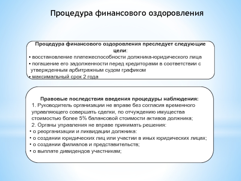 Реализация плана финансового оздоровления является функцией управляющего