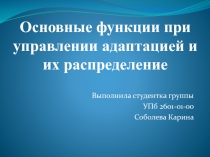 Основные функции при управлении адаптацией и их распределение