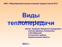 Виды теплопередачи
МОУ Общеобразовательная основная средняя школа №2
Автор: