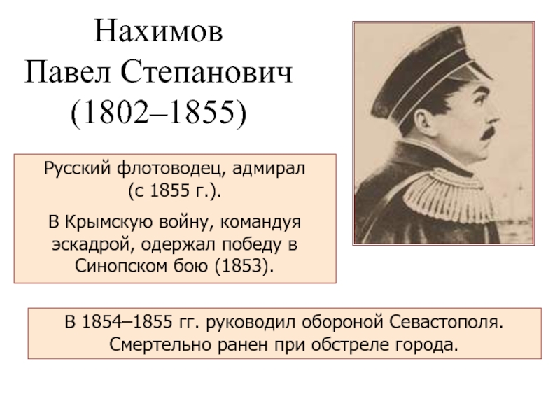 Доклад: Нахимов Павел Степанович (1802-1855)