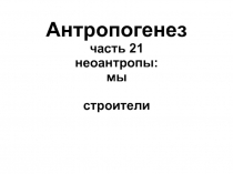 Антропогенез часть 21 неоантропы: мы строители
