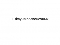II. Фауна позвоночных