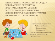 Выполнение требований ФГОС ДО к развивающей предметно-пространственной среде и