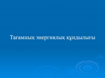 Тағамның энергиялық құндылығы