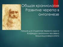 Общая краниология Развитие черепа в онтогенезе Лекция для студентов первого