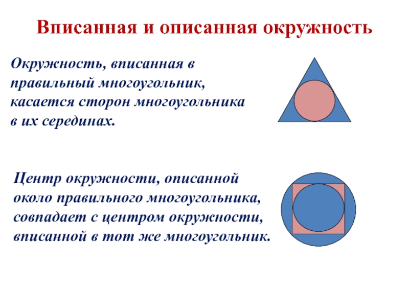 Презентация правильные многоугольники и окружность