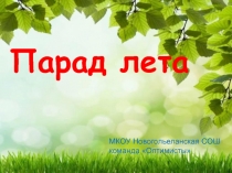 Парад лета
МКОУ Новогольеланская СОШ
команда Оптимисты