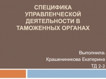 Специфика управленческой деятельности в таможенных органах