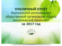 ПУБЛИЧНЫЙ ОТЧЁТ
Воронежской региональной общественной организации Центр