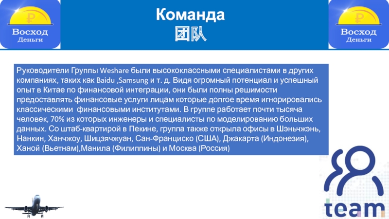ООО Восход Консалтинг Команда团队Руководители Группы Weshare были высококлассными специалистами в других компаниях, таких как Команда团队Руководители Группы Weshare были высококлассными специалистами в других компаниях, таких как Baidu ,Samsung и т. д. Видя