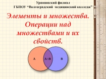 Элементы и множества. Операции над множествами и их свойств