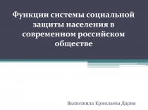 Функции системы социальной защиты населения в современном российском обществе