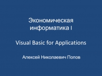 Экономическая информатика I Visual Basic for Applications