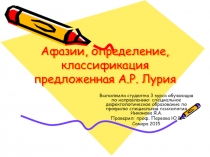 Афазии, определение, классификация предложенная А.Р. Лурия