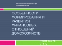 Особенности формирования и развития финансовых отношений домохозяйств