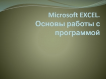 Microsoft EXCEL. Основы работы с программой