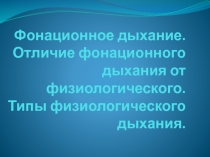 Фонационное дыхание. Отличие фонационного дыхания от физиологического. Типы
